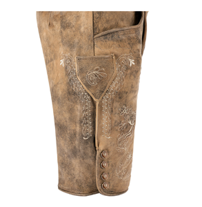 Pantalones cortos bávaros de tela dividida de vaca tradicional para hombre Oktoberfest marrón claro Lederhosen Bavarian Garment Lederhosen - Product Image 5