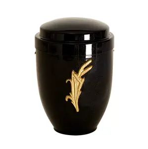 Metal Adult Funeral Cremation Urns for Human Ashes Funeral Supplies European Style Urn with Gold Wheat