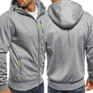 Nouveau design, vêtements de rue d'hiver, sweat à capuche personnalisé à plusieurs poches, fermeture éclair, coton respirant, couleur unie, sans cordon de serrage, sweat-shirts simples pour hommes - Product Image 4