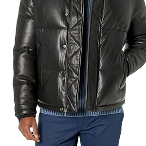 Fashion Winter Leather Puffer <b>Jacket</b> <b>Men</b> Oversized Style Stand Collar Warm Casual Streetwear Trend 2025 Hooded <b>Letter</b> Pattern - Product Image 3