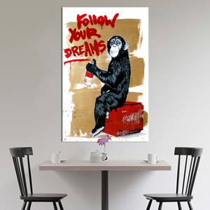 Art mural vibrant sur le thème des singes - Panneau en toile imprimée, encadré style galerie - Product Image 1