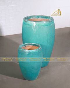 Blue-Green <b>Glazed</b> Ceramic <b>Pot</b> GL074-AQ for Home Decor for <b>Plants</b> Garden Miniature Landscapes - Product Image 1