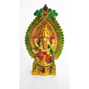 Dios Ganesha Hecho a Mano en Estilo Tradicional sobre un Carro de Aluminio Puro, Decoración para el Festival Diwali - Product Image 2