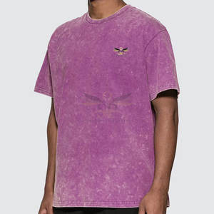 Ropa de moda de talla grande para hombre, camisetas de lavado ácido, camisetas de lavado ácido de cuello redondo de alta calidad - Product Image 2