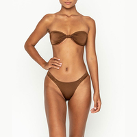 Conjunto de Bikini de 2 Piezas para Mujer, Diseño OEM de Verano, Logotipo Personalizado en la Parte Delantera, Corte Alto, Ecológico, Spandex/Nylon, Color y Talla Personalizables