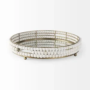 Bandeja Metálica Hecha a Mano para Uso en el Hogar, Oficina y Hotel, Bandeja Ovalada de Metal con Acabado de Lujo, Fabricada por Zahid Exports en India, Mayorista - Product Image 4