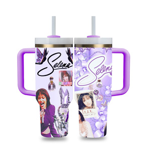Vaso térmico personalizado con logo para exteriores, diseño de la cantante Selena Quintanilla, botella de agua de 40 oz, tazas, juego de regalo de tazas térmicas. - Product Image 2