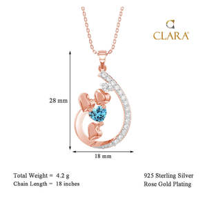 สร้อยคอจี้รูปหัวใจเงินแท้ 925 ยี่ห้อ CLARA ชุบโรเดียม ดีไซน์ทันสมัย พร้อมโซ่ทอง 14K 18K และโรสโกลด์ ประดับเพชรซิร์คอน - Product Image 4