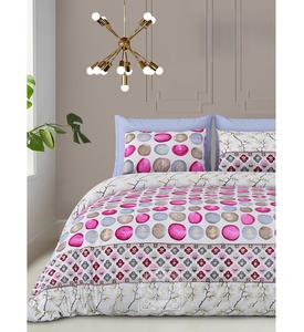 Sábana plana King Size con estampado dorado de algodón puro, 2 fundas de almohada, ropa de cama de lujo elegante y duradera de poliéster para un sueño cómodo - Product Image 4