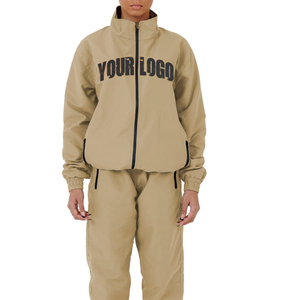 Chándal de poliéster con logotipo personalizado para mujer, conjunto de 2 piezas, chaqueta cortavientos, pantalones para correr, ropa deportiva ligera, traje de entrenamiento de nailon - Product Image 6