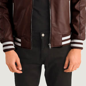 Hombres, s nuevo estilo Slim Fit College Casual hombres Stand Collar béisbol Varsity chaqueta de cuero de calidad personalizada Letterman - Product Image 4