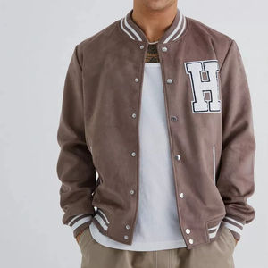 เสื้อแจ็กเก็ตทีมเบสบอลมหาวิทยาลัยสำหรับผู้ชายเสื้อแจ็กเก็ตคู่รักสีดำปักโลโก้ได้ตามต้องการ - Product Image 1