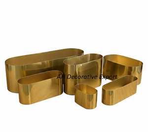 Vase de table rectangulaire en métal doré moderne de luxe pour mariages et espaces commerciaux - Product Image 6