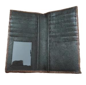 Portefeuille long style vintage unisexe en cuir de vachette véritable imprimé animal protection RFID grande capacité usage quotidien réunions - Product Image 5