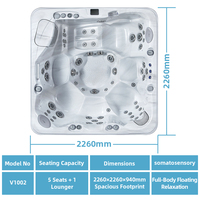 VIRLUX V1002 Spa de Luxe en Acrylique pour 6 Personnes, Jacuzzi Extérieur avec Éclairage LED sur la Ligne d'Eau, 56 Jets, Bain à Remous Massant