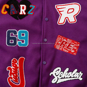 Nouvelle veste universitaire tendance à la vente chaude, broderie en chenille personnalisée, couleurs vibrantes, corps en laine, manches en cuir, design tendance, écologique - Product Image 3