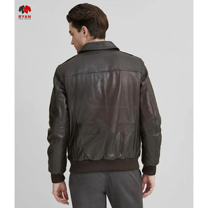 Veste en cuir pour homme, cuir véritable de haute qualité, couleur unie, logo personnalisé, OEM ODM disponible - Product Image 3
