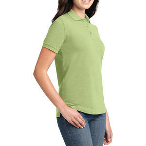 Camiseta de Manga Corta Verde para Mujer, Color Sólido, Informal, de Poliéster/Algodón, Lona de Alta Calidad, Logotipo Personalizado, 220/240g, Corte Regular - Product Image 4