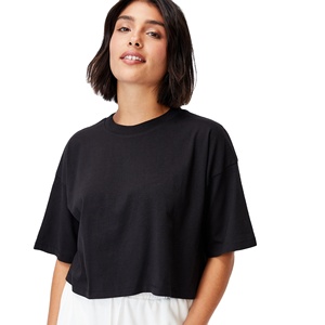 Camiseta de cuello redondo estilo streetwear, manga corta, top corto informal para mujer, camisetas casuales, top corto liso para mujer - Product Image 3