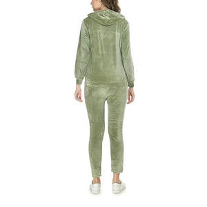 Bon marché, sweat-shirt à capuche zippé uni et joggeurs, survêtements en velours pour femmes/ensemble de survêtements en velours pour femmes 2 pièces de haute qualité - Product Image 2