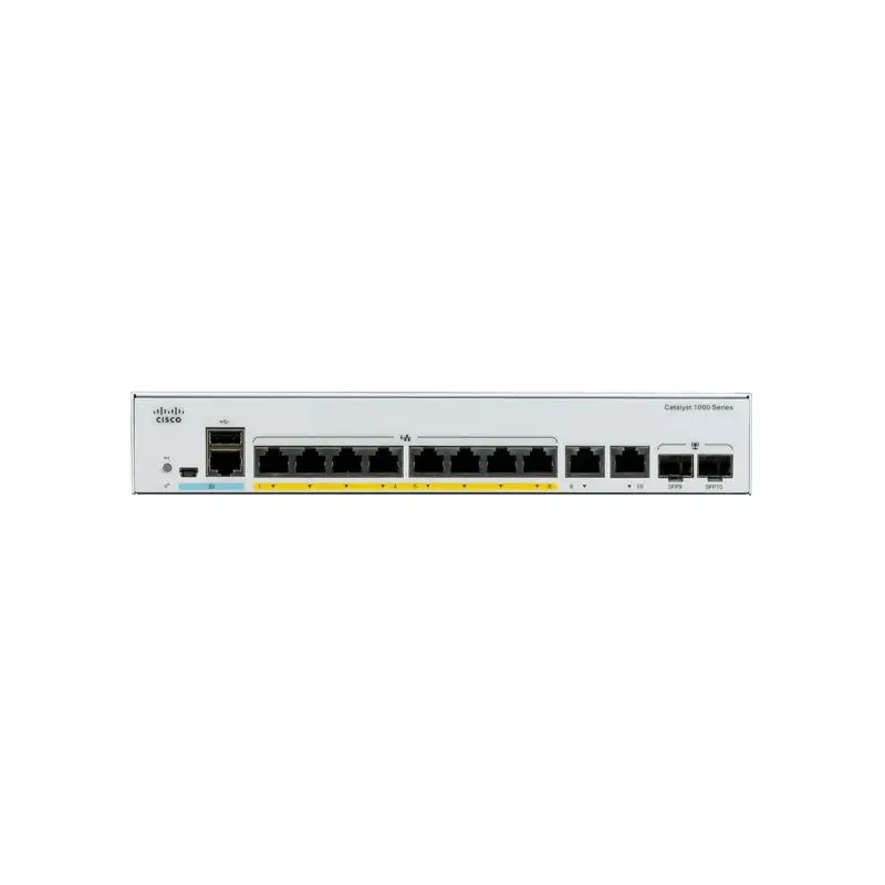 C1000-8FP-2G-L Asli Baru 8X10/100/1000 Ethernet PoE + Port Switch C1000-8FP-2G-L