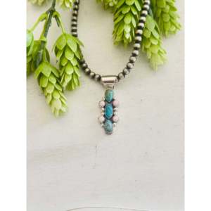 Colgante de Plata de Ley Navajo con Diseño de Ancla y Turquesa Multicolor Hecho a Mano en India - Product Image 1