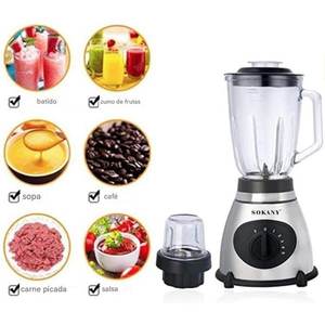 เครื่องปั่นน้ำผลไม้ไฟฟ้า 400 วัตต์ โถสแตนเลส ภาชนะพลาสติก ปุ่มควบคุมความร้อนและการผสม สำหรับใช้ในครัวเรือน โรงแรม และครัว - Product Image 1