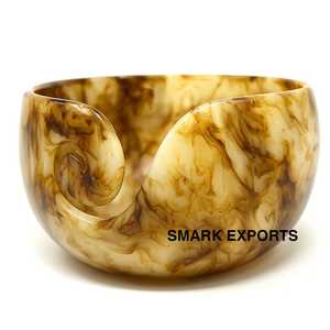 High Quality Eco-Friendly White Black Marble Look Resin Yarn Bowl Model Handmade Crochet Knitting <b>Wool</b> Holder Elegant Yarn - Product Image 4