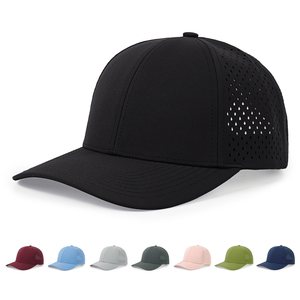Casquette de camionneur en maille sportive imperméable personnalisée 2025, 5 panneaux, logo brodé, découpe au laser, trous perforés, vêtements de plage unisexe - Product Image 6