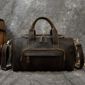 Mini sac polochon vintage en cuir de vachette véritable grande capacité sac à main pour femmes pour voyage extérieur week-end été hiver automne - Product Image 6