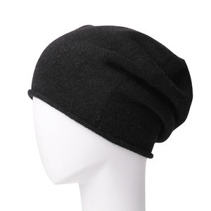 Gorro de Cachemira Cálido para Mujer, Invierno 2024, Borde Enrollado, Color Liso, Gorro de Punto de Lujo para Dama, de Alta Calidad - Product Image 6