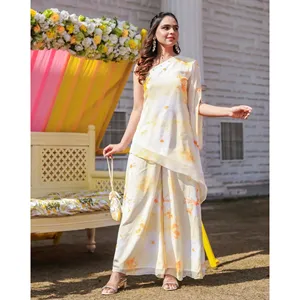 Conjunto Kurta Amarillo Tulipán de Un Solo Hombro para Mujer - Product Image 4