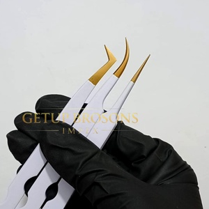 Pince à épiler GETUP BROSONS IMPEX à pointe dorée de précision, courbe lisse, isolation volume, en acier inoxydable 90 - Product Image 5