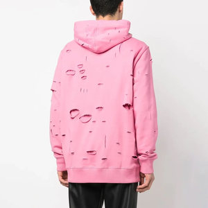 Superventas 400 GSM Fleece Acid Washed Pullover Hoodies totalmente personalizado impreso diseño desgastado logotipo frontal venta a granel - Product Image 2