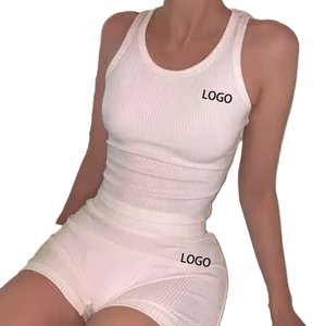 Top qualité manches courtes personnalisé votre propre logo haut et court pour les femmes confortable et respirant col rond coupe ajustée décontracté - Product Image 4
