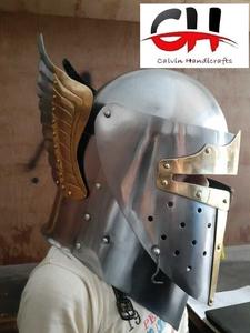 Casco Latón Medieval Vikingo Acero Alas Caballero Halloween Barbuda Brazo Ala Gage Casco Por Calvin artesanía - Product Image 3