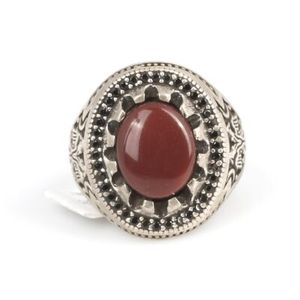 Bague pour homme en argent sterling 925 avec pierre d'agate naturelle, sertissage ovale, motif géométrique, bijoux fins pour un usage quotidien - Product Image 3