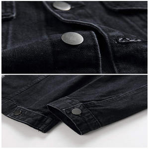 Veste en jean pour homme avec coutures contrastées et tissu durable Veste en jean tendance pour homme avec design minimaliste de couleur unie - Product Image 6