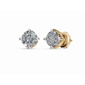 Bijoux en or 9 carats de qualité supérieure, clous d'oreilles solitaires ronds avec diamant de laboratoire de taille ronde, vente en gros B2B, fournisseur OEM, exportateur - Product Image 5