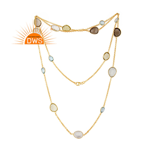 สร้อยคอจี้อัญมณีหลายเม็ดทำจากเงินแท้18K - Product Image 2