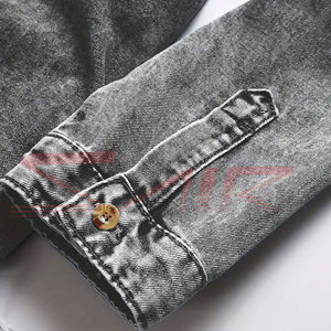 New High Quality Winter Waterproof Knitted Canvas Denim <b>Jacket</b> OEM Designs Men's Wholesale Custom Washed Blue - Product Image 6