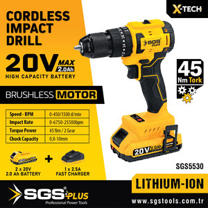Sgsplus 20V không dây tác động khoan/BL động cơ/Pin <span class=keywords><strong>lithium</strong></span> <span class=keywords><strong>ion</strong></span> 45nm - Product Image 4