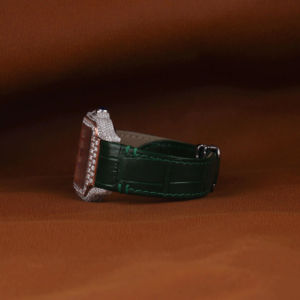 Handmade Custom <b>For</b> <b>Men's</b> Mechanical <b>Wrist</b> Watch Iced Out VVS Moissanite Diamond Dark Green <b>Band</b> Dial Fully Customized - Product Image 2