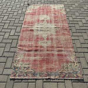 3.5x7.1 ft Turkish Rug, Vintage Rug, <b>Red</b> Southwestern <b>Wool</b> Rug - Product Image 1