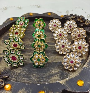 Bague ajustable en Kundan assortie, accessoire pour femmes, bijoux pour enterrement de vie de jeune fille, Diwali, Eid, Noël, Navratri, cadeaux faits à la main, cadeaux de remerciement - Product Image 4