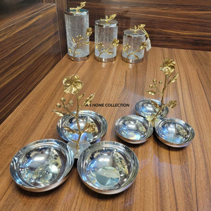 Plateau en marbre blanc support en aluminium doré bol à noix sèches Calla Lily Design vente chaude et bol de haute qualité paires de 3 - Product Image 2