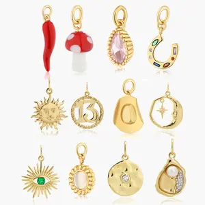 Personalizado personalizado 18K chapado en oro DIY accesorio seta Shell inicial mal de ojo diseñador encantos colgante collar para mujer