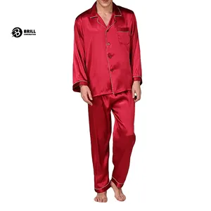 Bán Buôn Biểu Tượng Tùy Chỉnh Ngủ Mặc Cotton Pajama Cho Nam Giới Của Sản Xuất Quần Áo Ngủ Chất Lượng Cao Người Đàn Ông Lụa Đêm Ăn Mặc Hai Mảnh