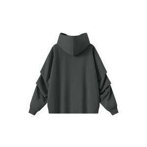 Sudadera con Capucha de Tejido Orgánico Grueso con Mangas Fruncidas y Bordado 3D - Product Image 2