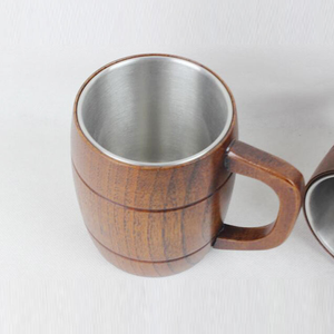 Nuevo diseño Taza de acero inoxidable Taza de cerveza de madera de 500ml POR CRESCENT CRAFTS - Product Image 1